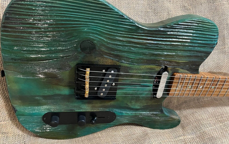 Jacobs Guitars Tele Style. Hand made in the USA Barncaster 200 year old wood./ GREEN