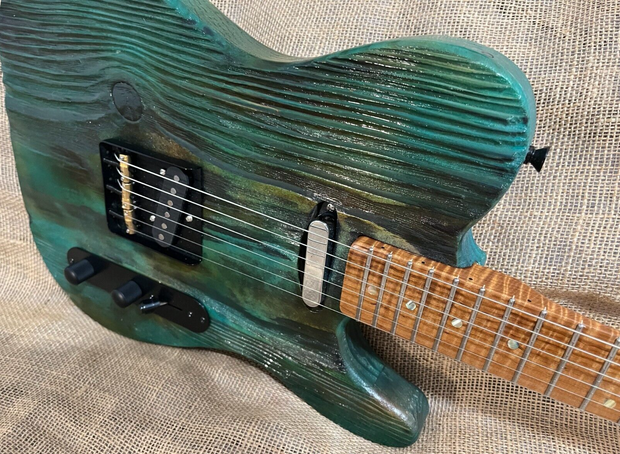 Jacobs Guitars Tele Style. Hand made in the USA Barncaster 200 year old wood./ GREEN