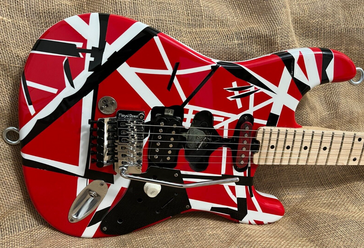 EVH Style Red and White Electric guitar.  Hand Made USA / VIDEO