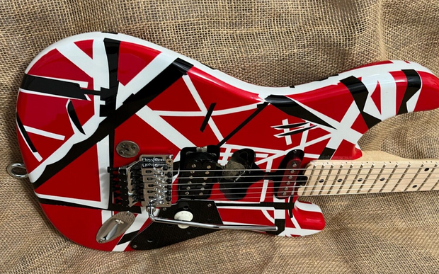 EVH Style Red and White Electric guitar.  Hand Made USA / VIDEO