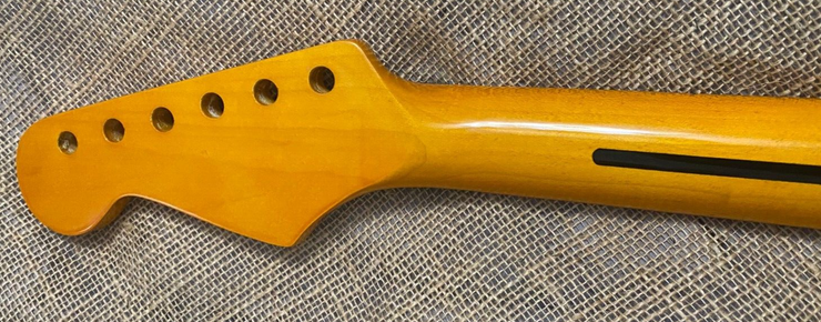 Jacobs Guitars Strat Replacement Neck Full scalloped 24 Frets. / Yellow Nitro Finish