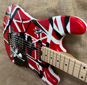 EVH Style Red and White Electric guitar.  Hand Made USA / VIDEO