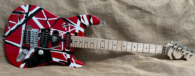 EVH Style Red and White Electric guitar.  Hand Made USA / VIDEO